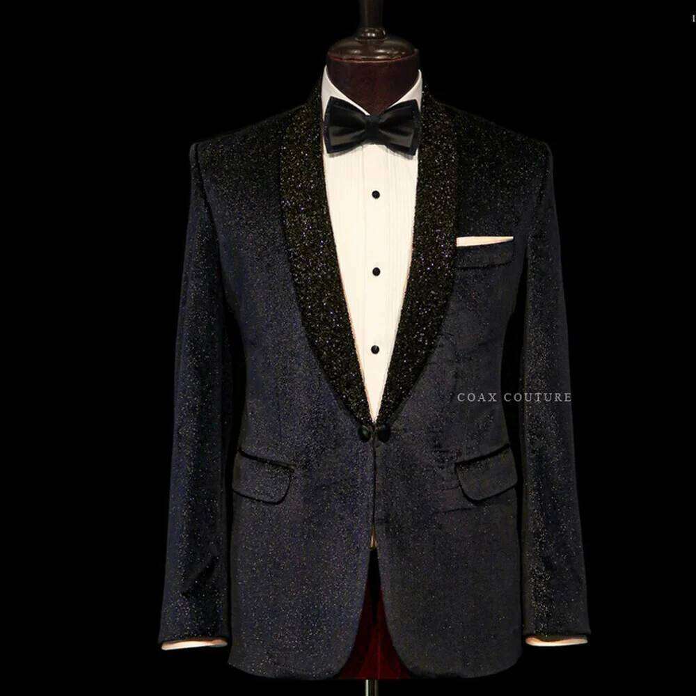 Men Formal Wear Clothes - エレガントな2ピースウェディングスーツ、スリムフィット、ショールラペル、ダブルブレストブレザー、パンツ、フォーマルビジネス、新郎タキシード、メンズ服