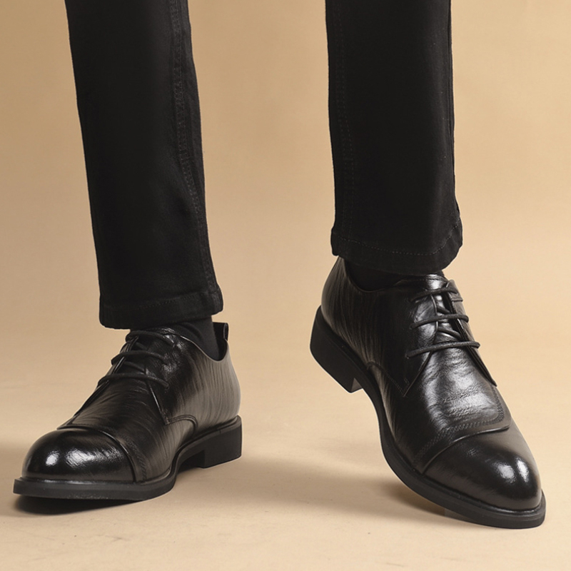 Men'S Formal Party Wear Shoes - メタルリベット付きレザーオックスフォードシューズ、レースアップフォーマルドレスシューズ、快適で滑りにくい、ビジネスオフィスや普段使いに最適