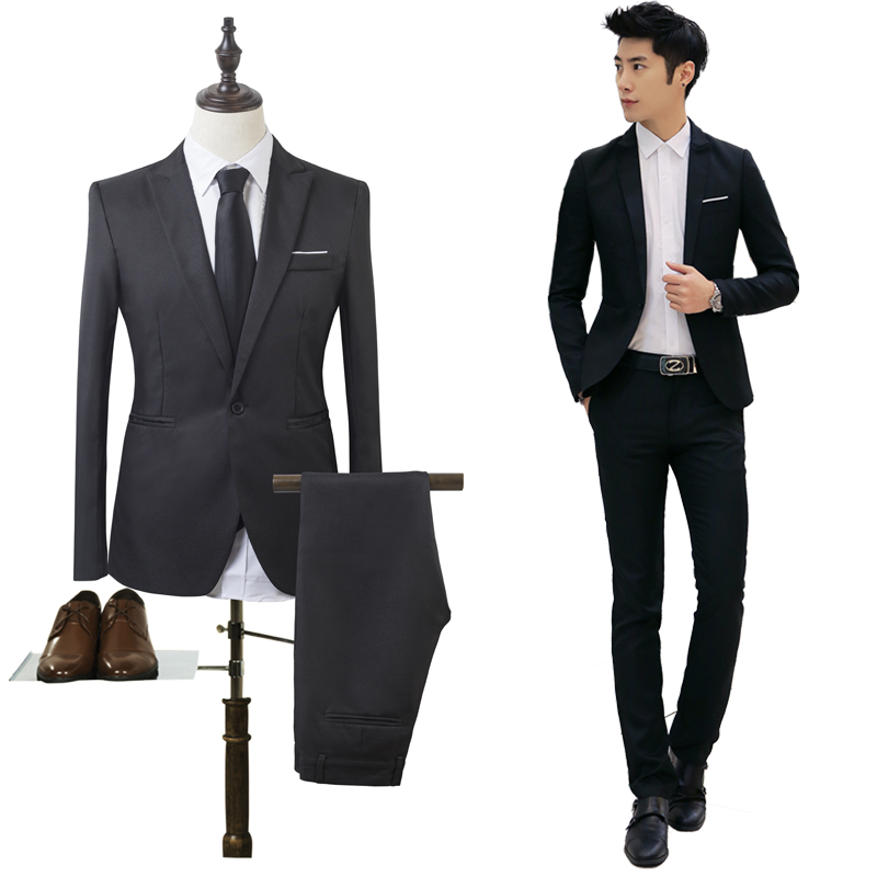 Men Formal Wear Clothes - メンズビジネスカジュアルウェディングスーツセット、超スリムフィット、キャリアスタイル、花婿介添人服、ツーピースフォーマルウェア、春シーズン