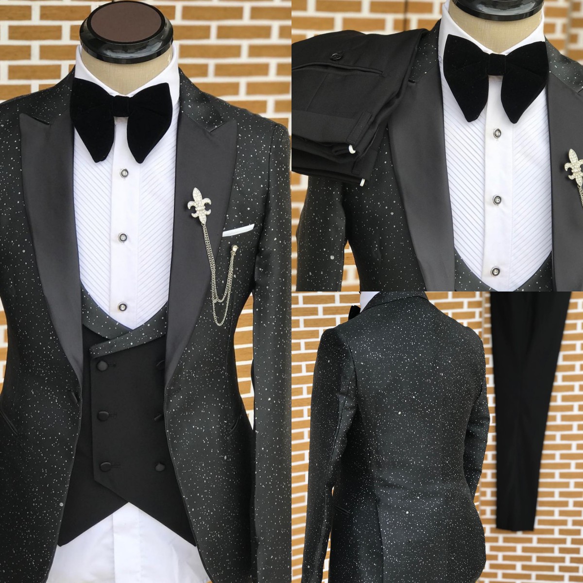 Men'S Formal Wear No Suit - クラシック結婚式の男性スーツスプレー新輝きオーダーメイド新郎 3 個ビジネススーツ歌手フォーマルな機会パーティーサイズカスタマイズ