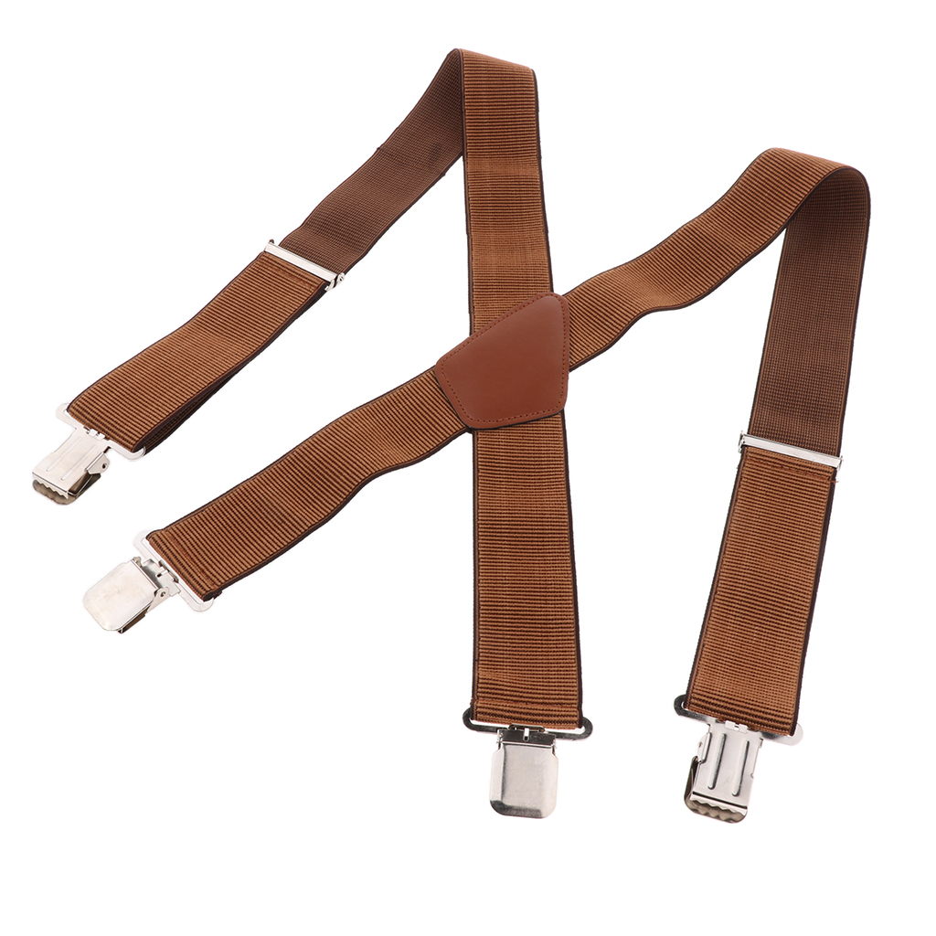 Suspender Clip Formal - 調節可能なYバックサスペンダー メンズ フォーマルパンツ用 幅広4クリップブレース 仕事用 ファッションスーツ用
