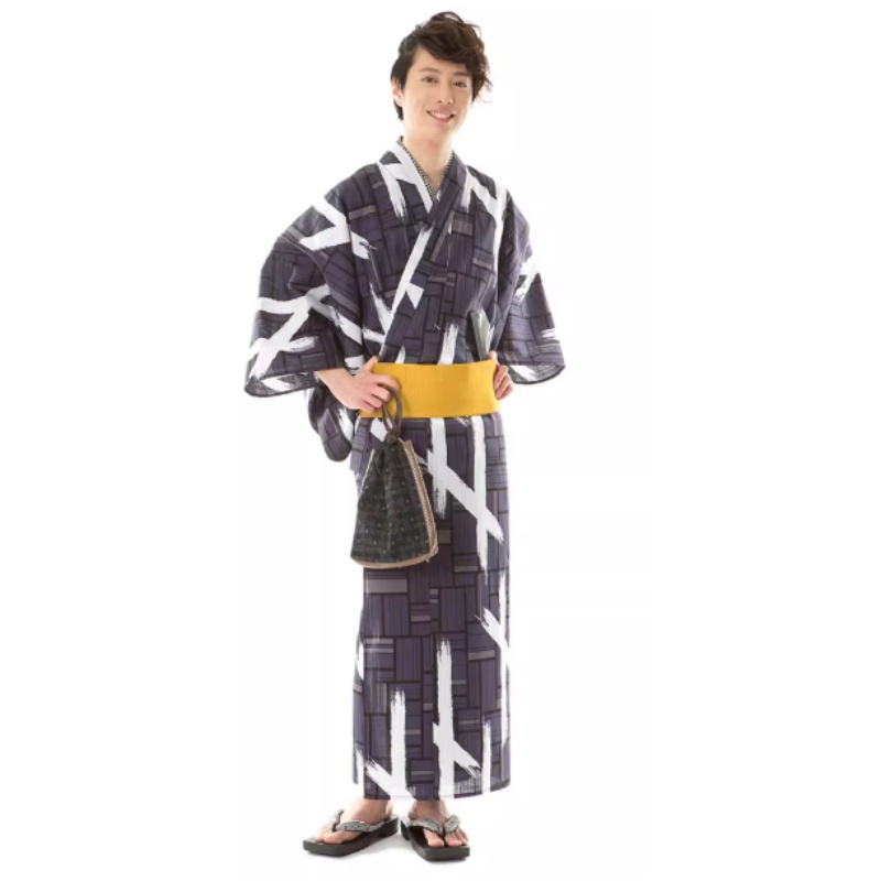 Traditional Japanese Men'S Formal Wear - 夏の日本の男性の伝統的な着物ベルト付き浴衣ローブフォーマルコットンバスローブホームウェア旅行写真撮影服
