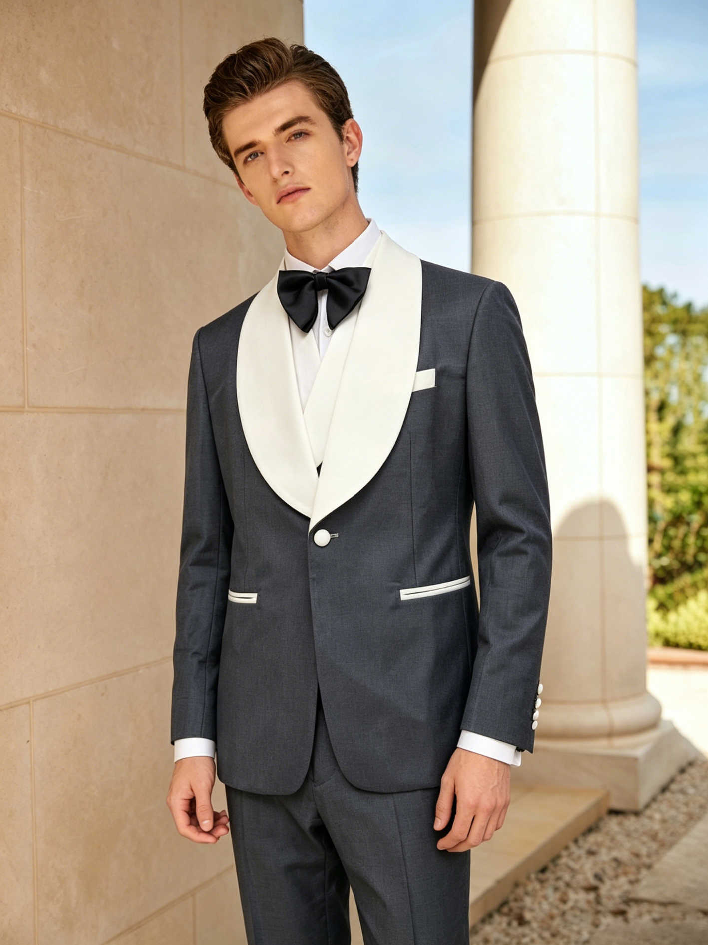 Men'S Formal Wear For Engagement - ハンサムなタキシード男性スーツショールラペルワンボタン婚約ジャケットパンツセット 3 ピースカスタマイズされたフォーマルウェア
