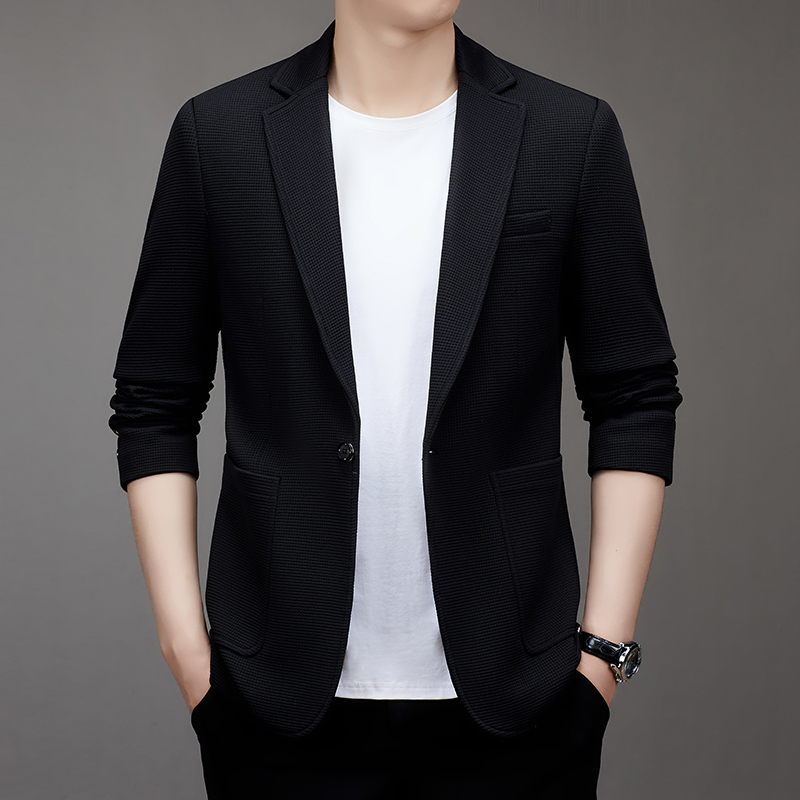 メンズワンボタンスーツ新ファッションソリッドカラーワッフル生 - Men Formal Wear Clothes のレビューと価格
