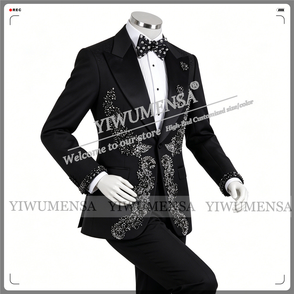 男性用限定ウェディングスーツ スリムフィット ビーズストーン - Formal Wear Jersey For Men のレビューと価格
