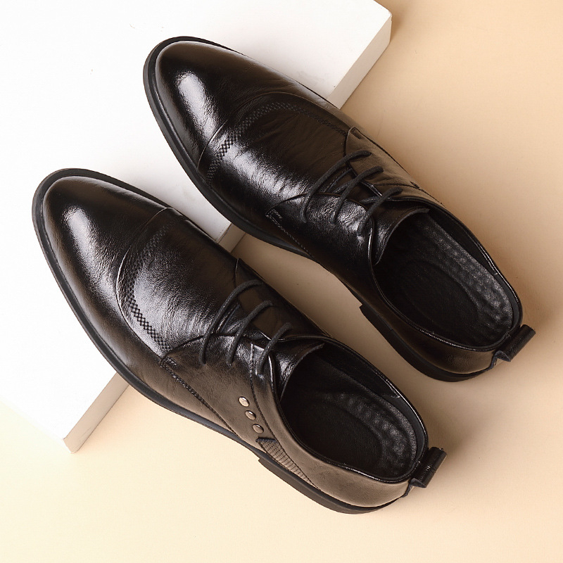 メタルリベット付きレザーオックスフォードシューズ、レースアッ - Men'S Formal Party Wear Shoes のレビューと価格