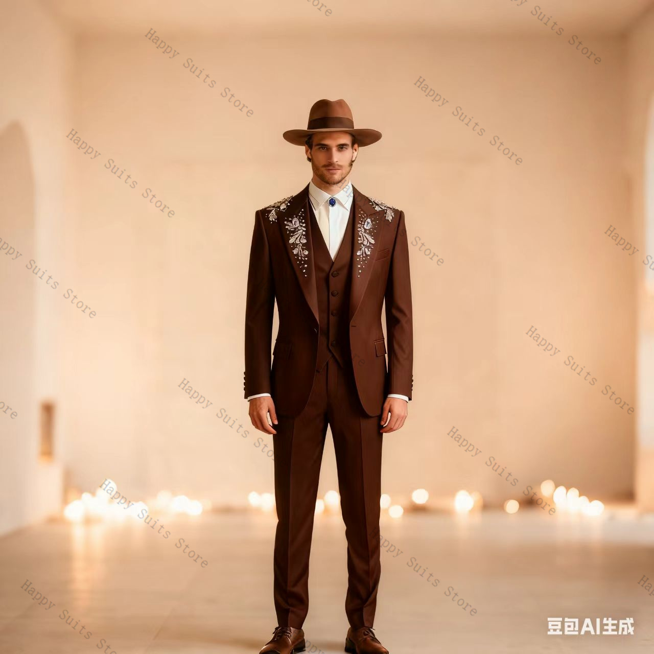 ブルークリスタルメンズスーツセット 3 個ベスト + ブレザ - Formal Wear Jersey For Men のレビューと価格