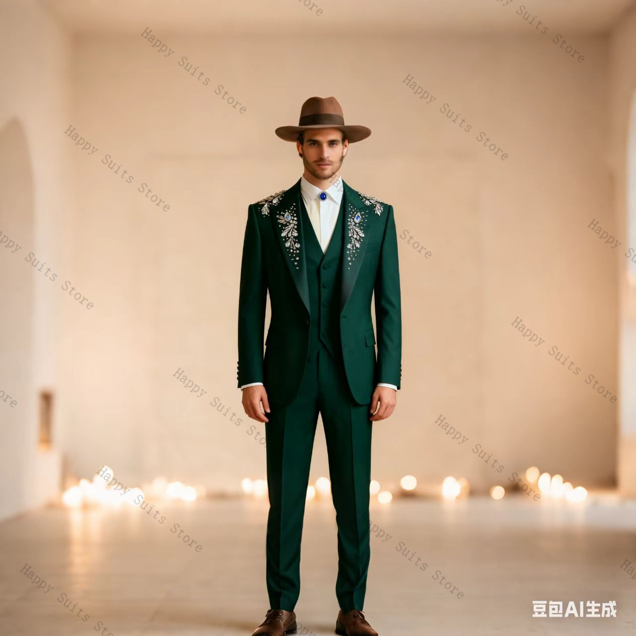 ブルークリスタルメンズスーツセット 3 個ベスト + ブレザ - Formal Wear Jersey For Men のレビューと価格