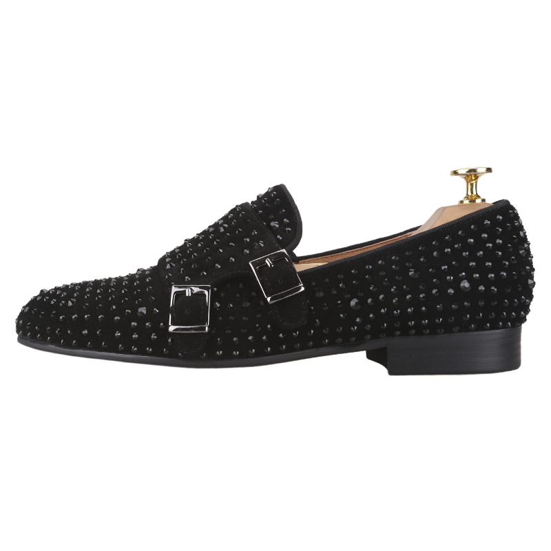 Piergitar 新しい黒スエードメンズダブルモンクシュー - Men'S Formal Party Wear Shoes のレビューと価格