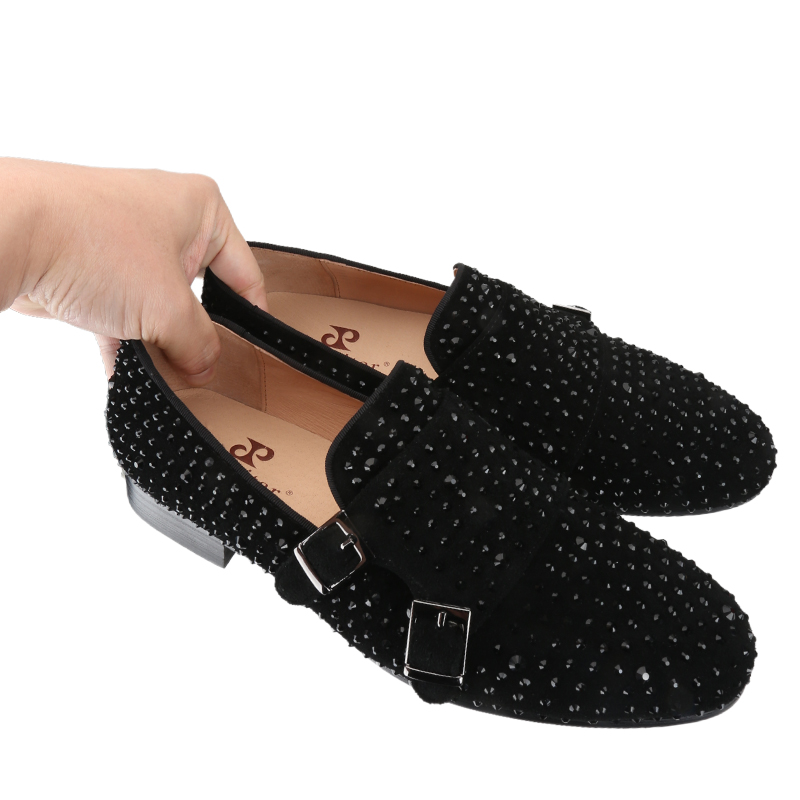 Piergitar 新しい黒スエードメンズダブルモンクシュー - Men'S Formal Party Wear Shoes のレビューと価格