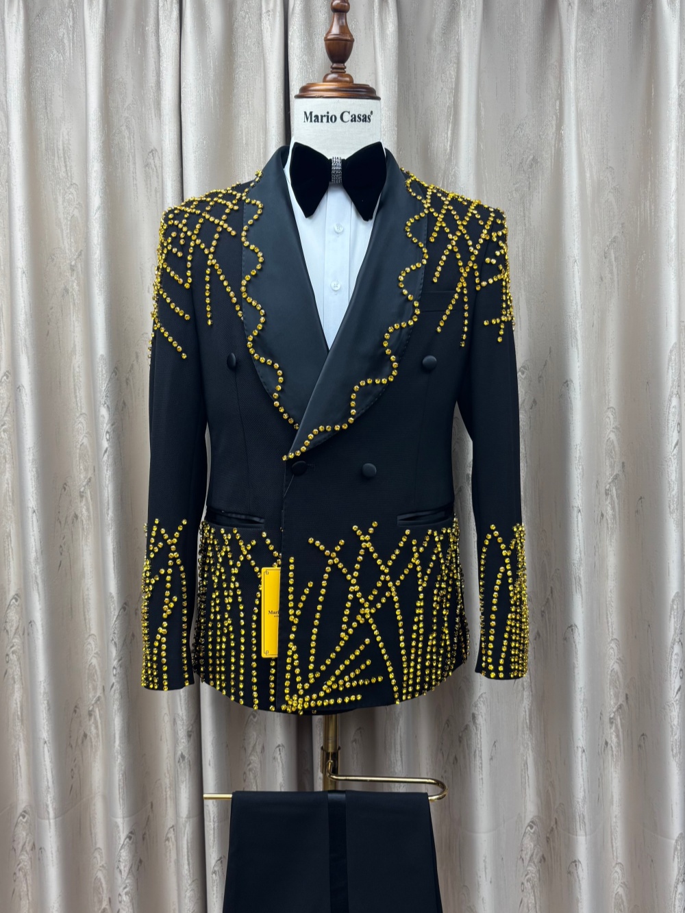 男性用高級ビーズ刺繍スーツセット 2ピース ジャケット パン - Men Formal Wear Clothes のレビューと価格
