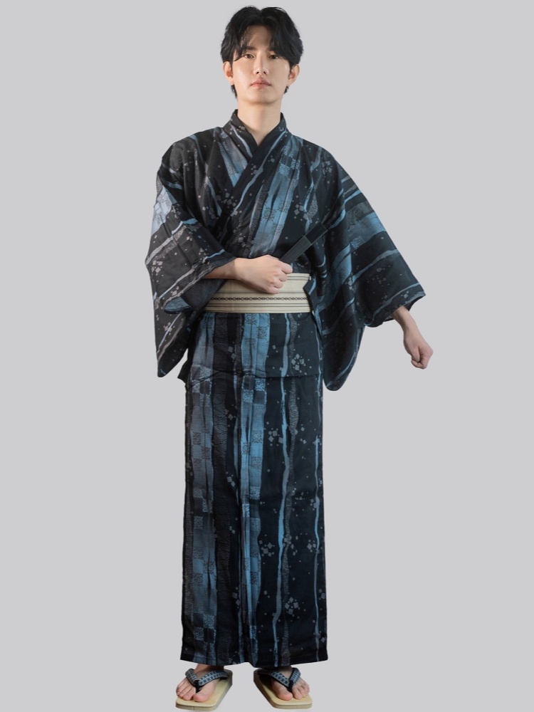 メンズ日本の伝統的な着物、帯付き、綿プリント、フォーマルな浴 - Traditional Japanese Men'S Formal Wear のレビューと価格