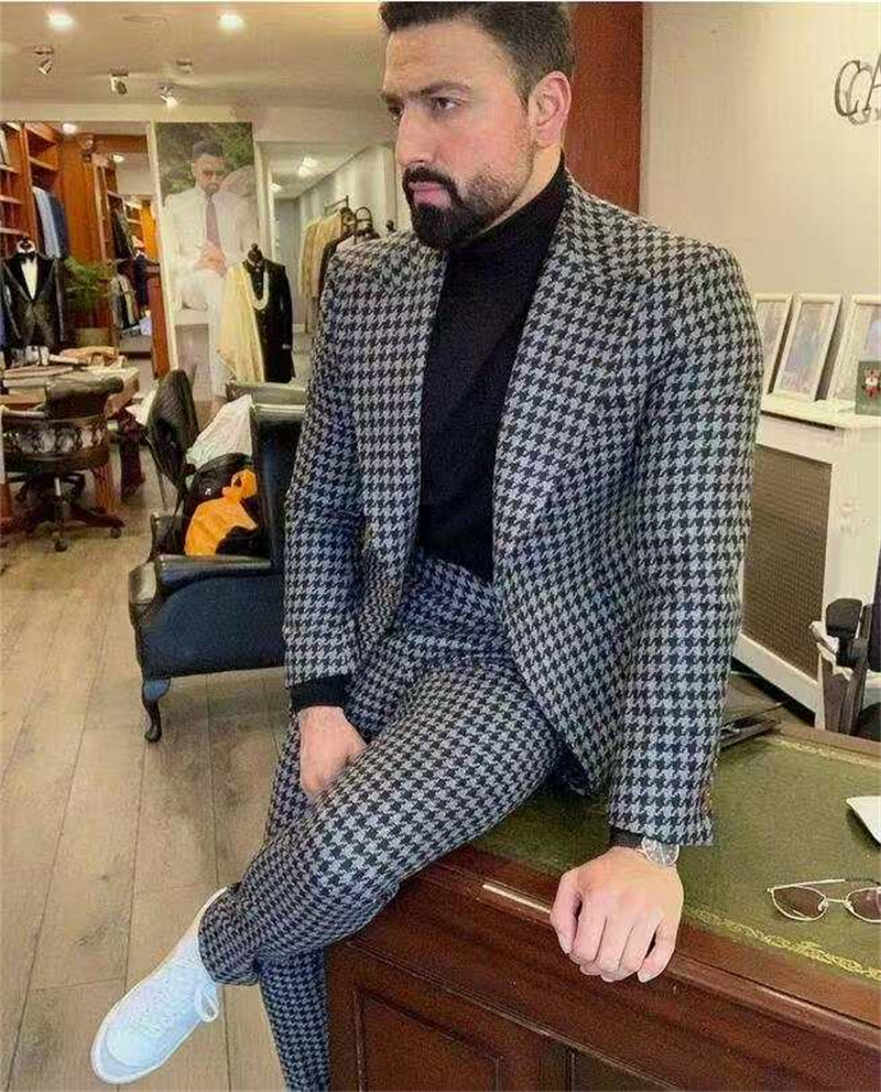 結婚式白人男性スーツセット 2 ピースブレザー + パンツロ - Formal Wear Jersey For Men のレビューと価格