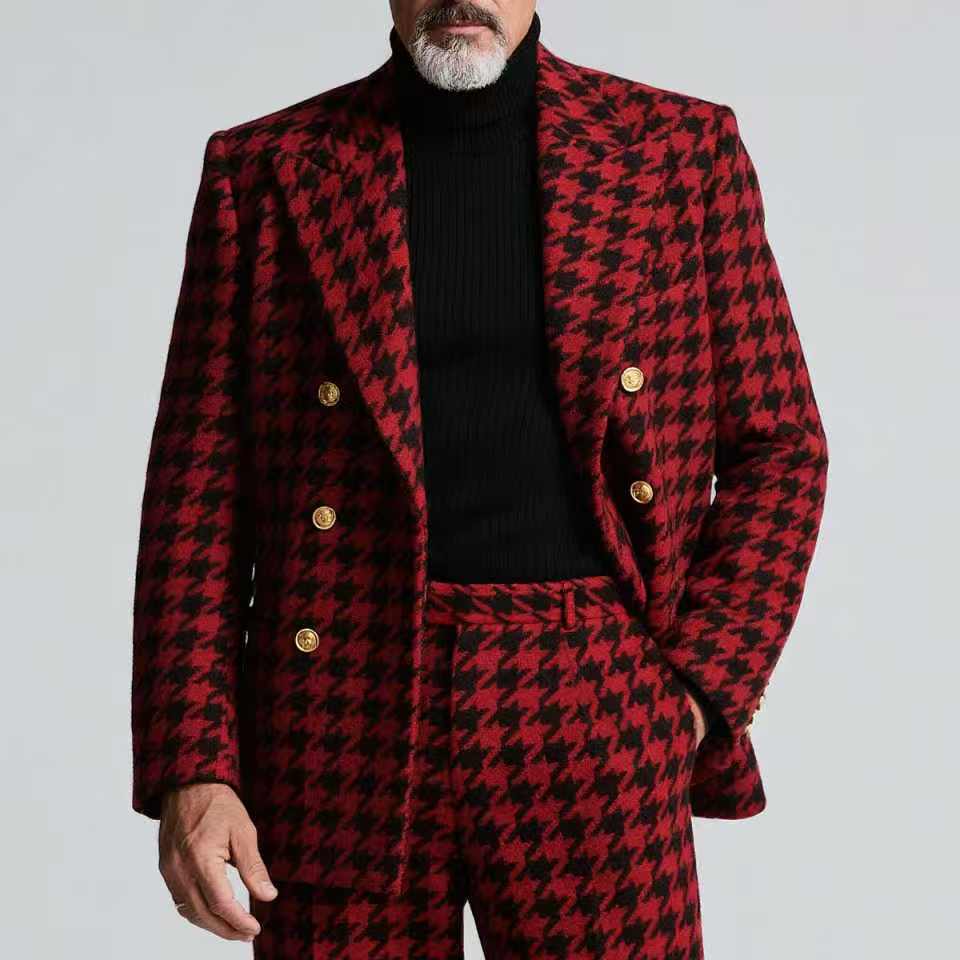 結婚式白人男性スーツセット 2 ピースブレザー + パンツロ - Formal Wear Jersey For Men のレビューと価格