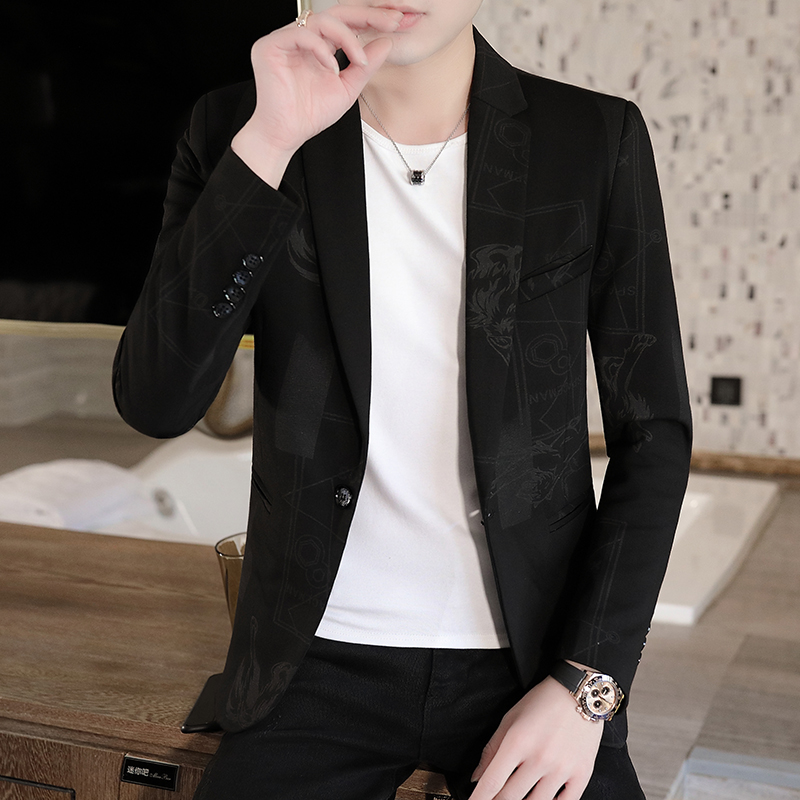 メンズ薄手スーツ春夏ファッションパーソナライズプリントビジネ - Men Formal Wear Clothes のレビューと価格