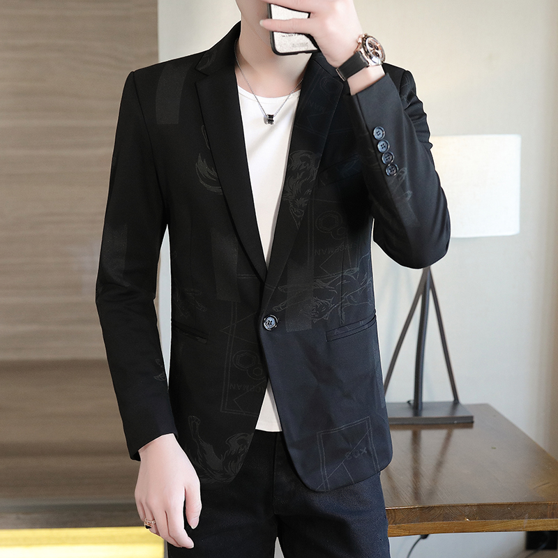 メンズ薄手スーツ春夏ファッションパーソナライズプリントビジネ - Men Formal Wear Clothes のレビューと価格