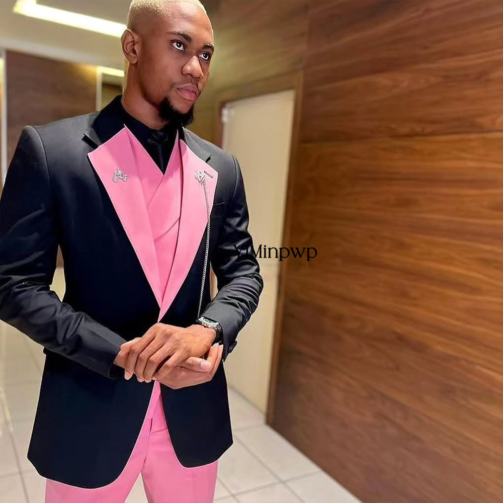 YiMinpwp ハンサムピンクメンズスーツ ソリッドカラー - Men Formal Wear Clothes のレビューと価格