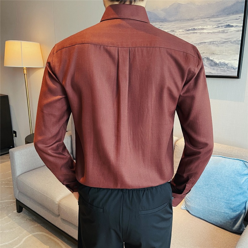 100% リヨセル通気性シャツ男性服ビジネス社会フォーマルウ - Men Formal Wear Clothes のレビューと価格