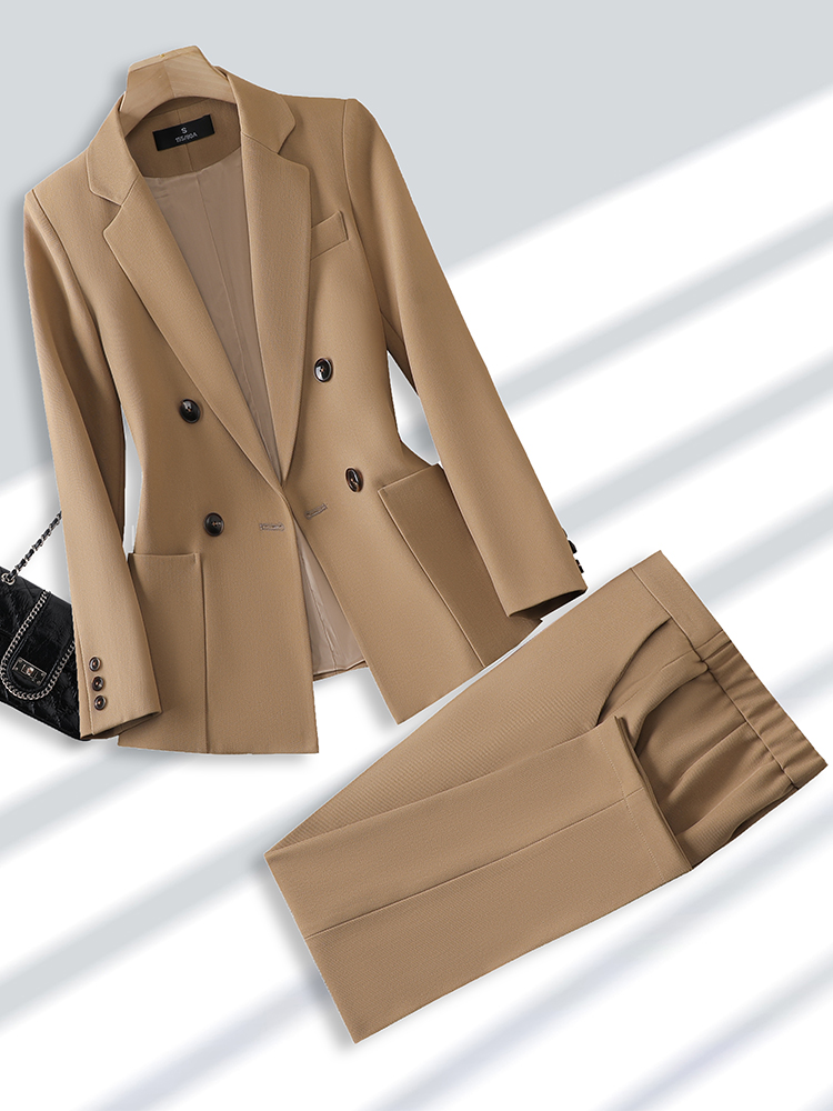 レディース2ピースビジネススーツセット、ポケット付きダブルブ - Men'S Formal Wear No Suit のレビューと価格