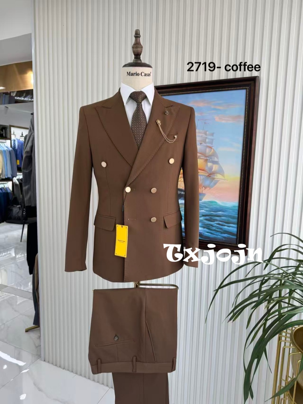 高級エレガントメンズスーツ2ピース婚約パーティー用ダブルブレ - Men'S Formal Wear For Engagement のレビューと価格