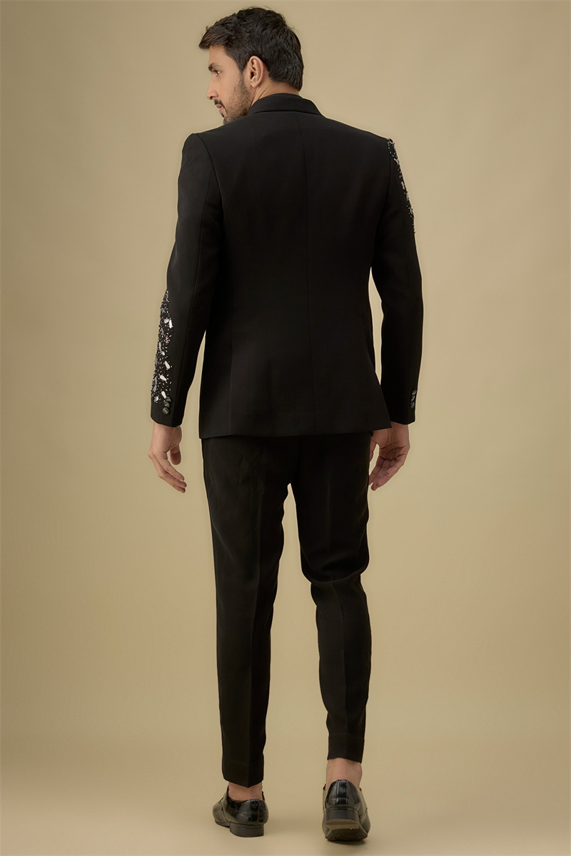 クリスタル黒人男性スーツセット 2 個綿ブレザー + パンツ - Formal Wear Jersey For Men のレビューと価格