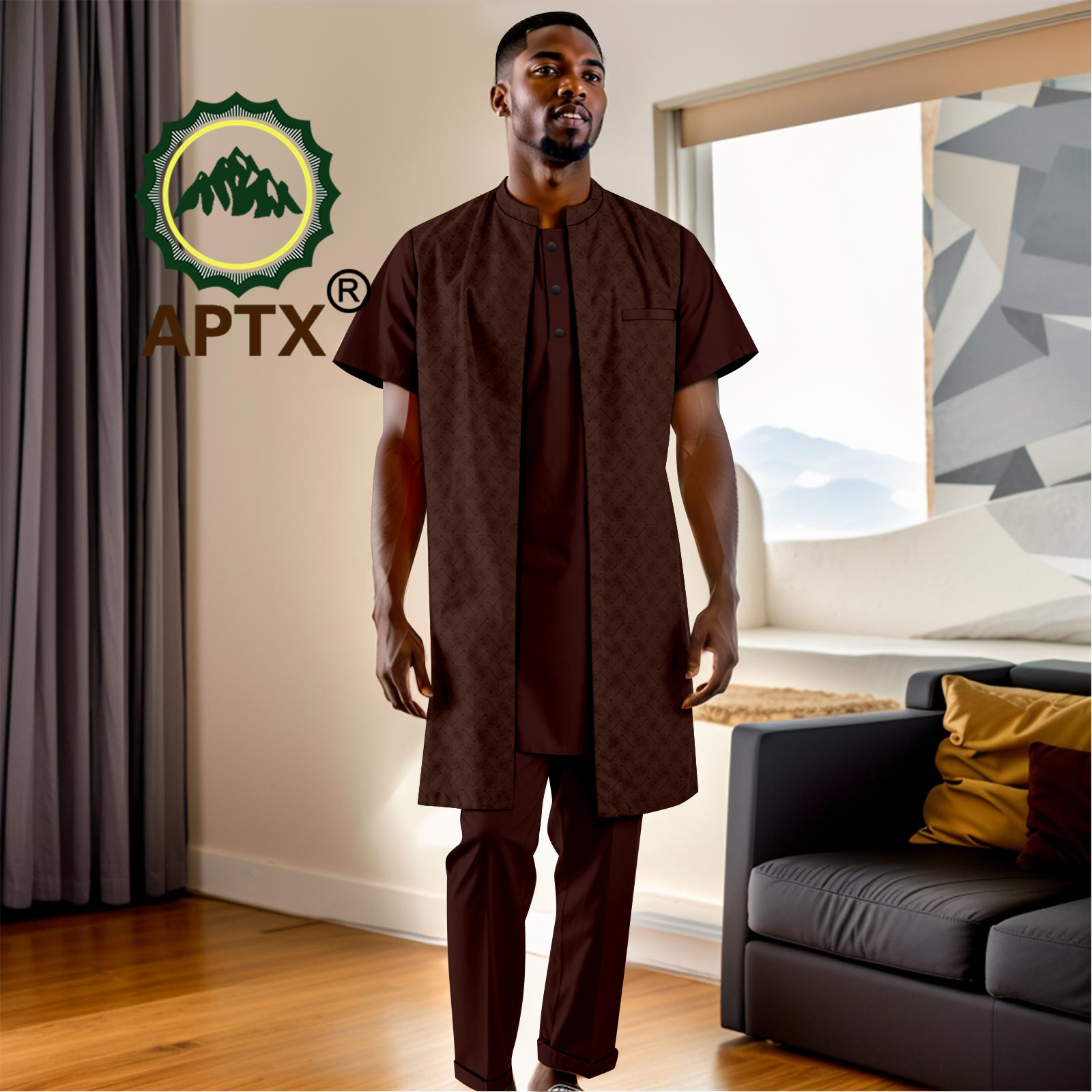アフリカの男性用伝統的なスーツ3点セット、バジンリッチダシキ - Men Formal Wear Clothes のレビューと価格