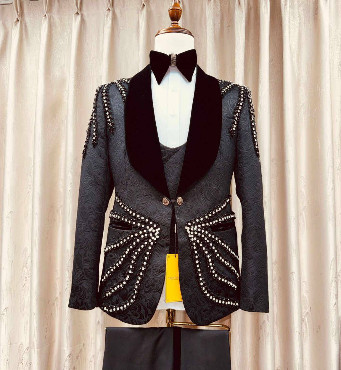 豪華なクリスタルタッセル付きメンズスーツ3ピース ベルベット - Men'S Formal Wear No Suit のレビューと価格
