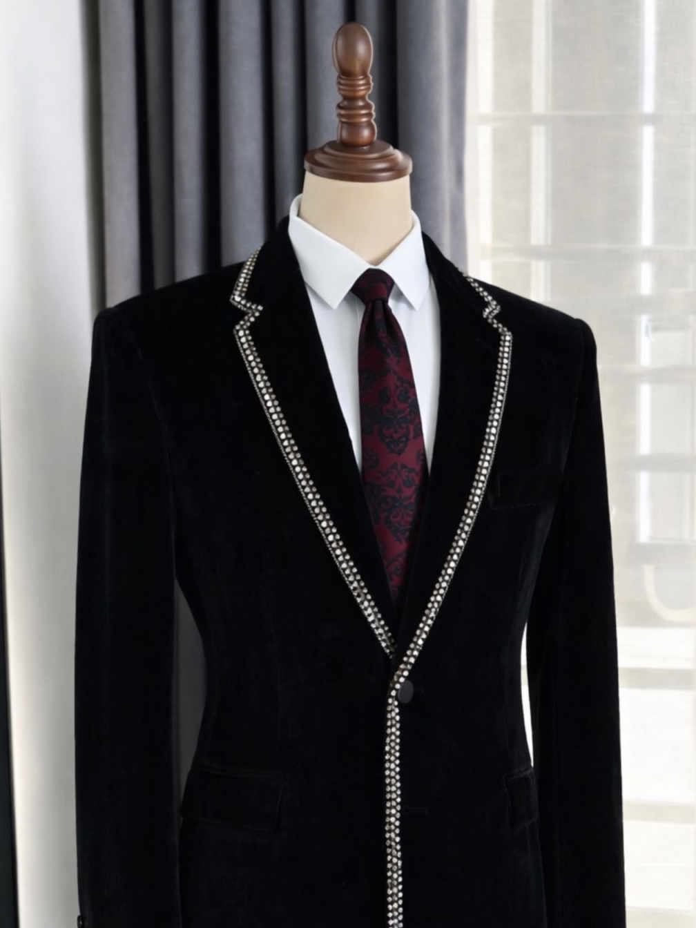 スタイリッシュなラインストーンラペルメンズロングブレザーオー - Men'S Formal Wear No Suit のレビューと価格