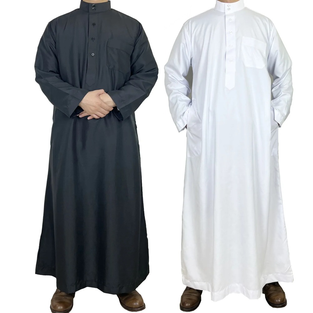 メンズポリエステルカタールトーブ、スタンドカラー、ポケット付 - Men Formal Wear Dubai のレビューと価格