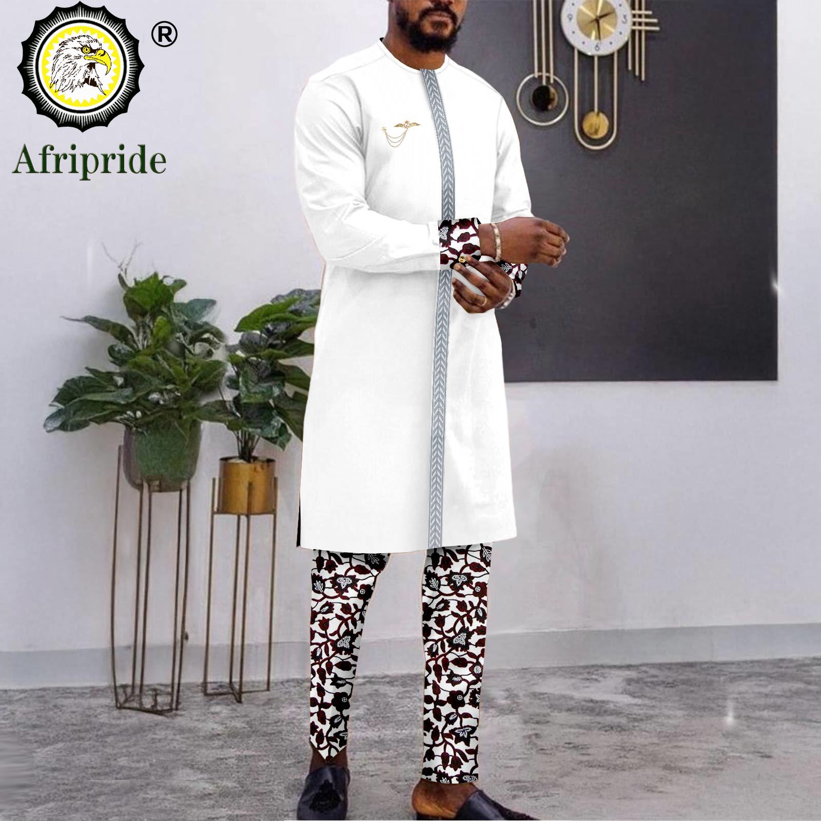 男性用アフリカンウェア,ブローチ刺embroidery,長袖 - Men Formal Wear Clothes のレビューと価格
