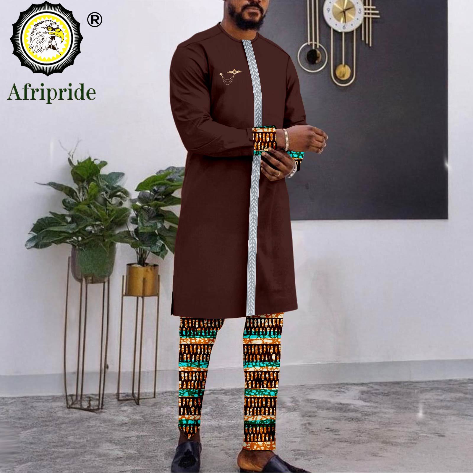 男性用アフリカンウェア,ブローチ刺embroidery,長袖 - Men Formal Wear Clothes のレビューと価格