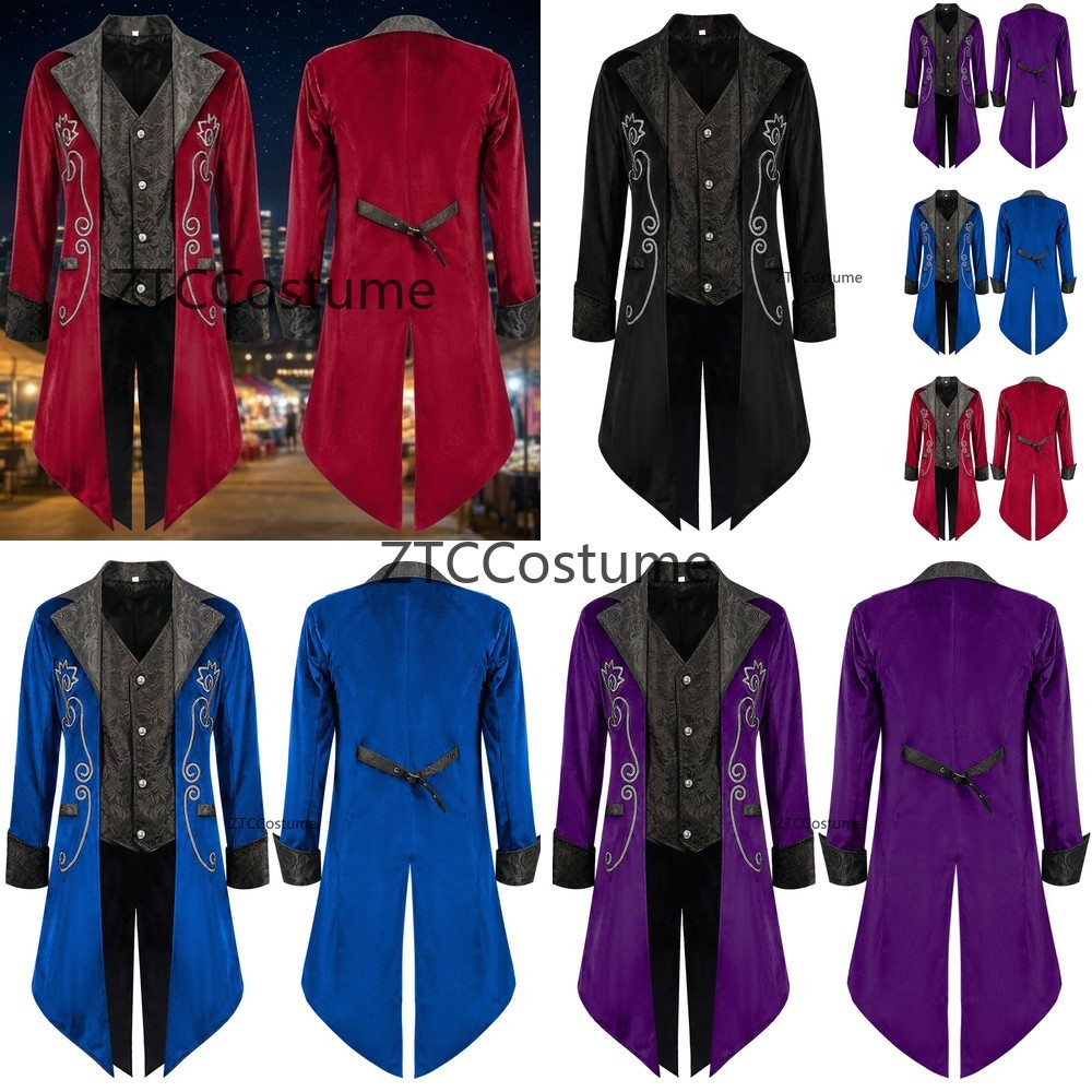 スチームパンクビクトリア朝の燕尾服中世コスプレ衣装ヴィンテー - Historical Men'S Formal Wear のレビューと価格