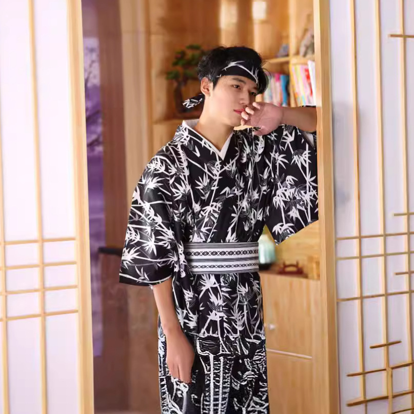メンズ和風竹模様着物 – しわになりにくい繊維生地、写真撮影 - Traditional Japanese Men'S Formal Wear のレビューと価格