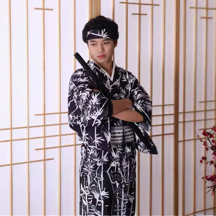 メンズ和風竹模様着物 – しわになりにくい繊維生地、写真撮影 - Traditional Japanese Men'S Formal Wear のレビューと価格
