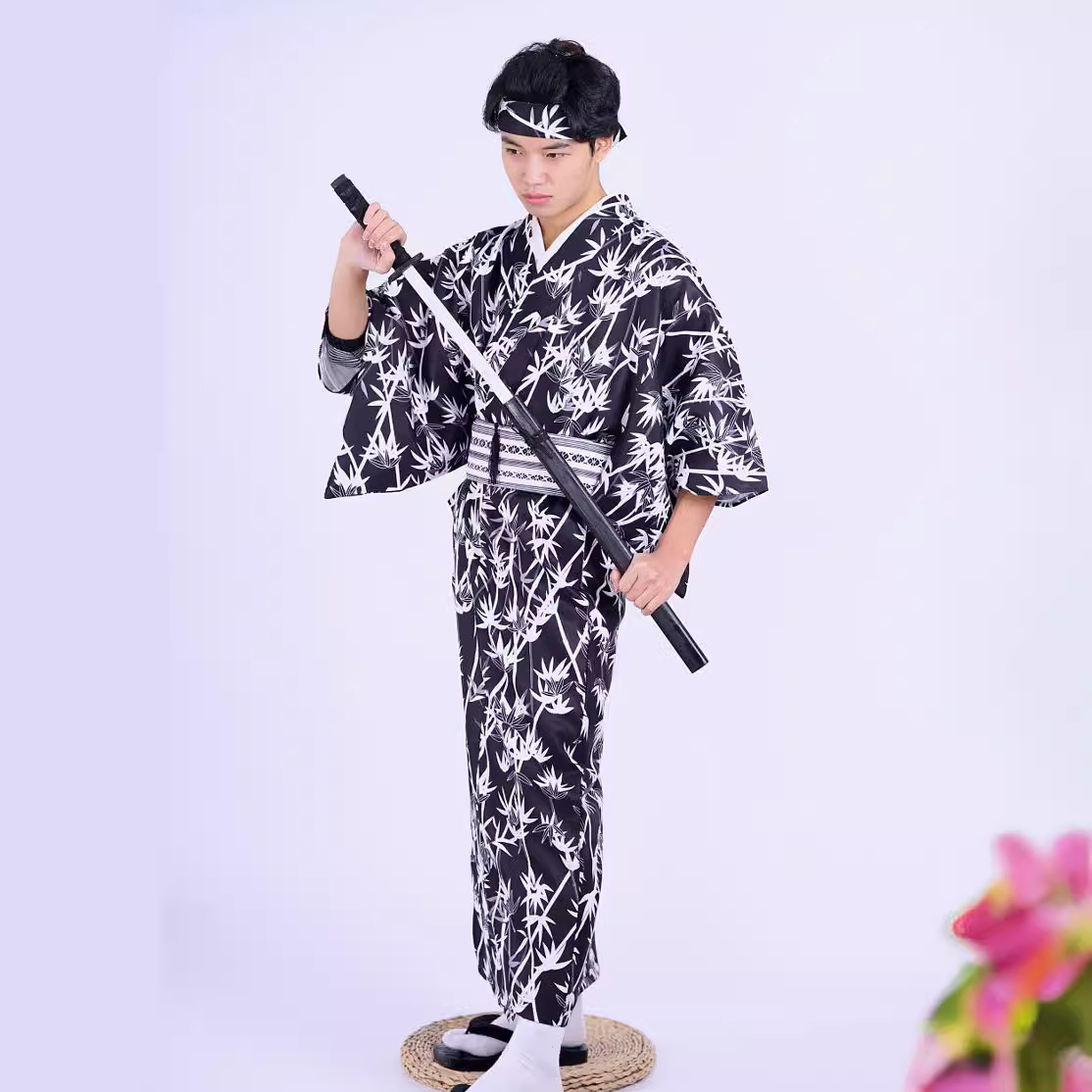 メンズ和風竹模様着物 – しわになりにくい繊維生地、写真撮影 - Traditional Japanese Men'S Formal Wear のレビューと価格