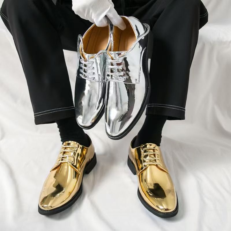 男性用デイリーポインテッドレザーシューズ、ビジネスパフォーマ - Men'S Formal Party Wear Shoes のレビューと価格