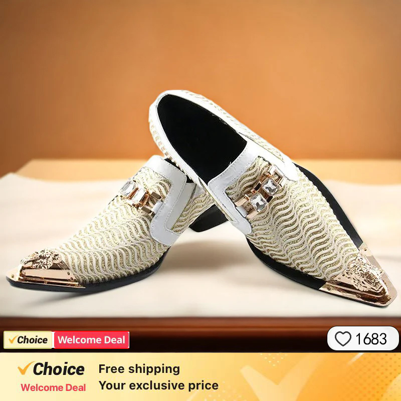 春と秋のクロコダイルラインメタルアイアンヘッドファッションシ - Men'S Formal Party Wear Shoes のレビューと価格