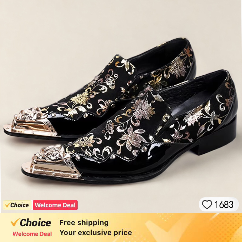 春と秋のクロコダイルラインメタルアイアンヘッドファッションシ - Men'S Formal Party Wear Shoes のレビューと価格